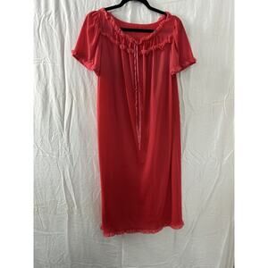 Vintage Snowden Womens Red Nightgown‎ Short Sleeve Size Large